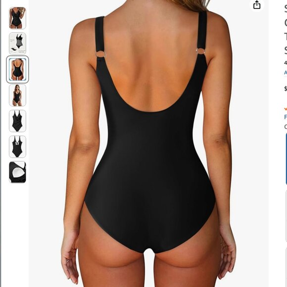 SUUKSESS Women Retro One Piece Swimsuit Sexy Tummy Control Bathing Suit - Picture 2 of 9